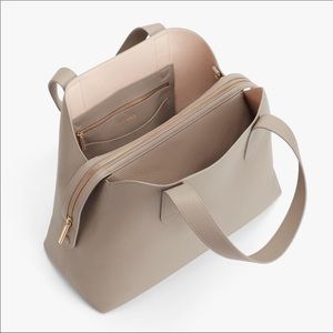 Cuyana Zippered Satchel in Stone Italian Leather